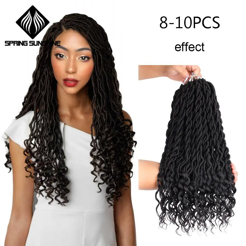 Spring sunshine Crochet Hair Extensions Bohemian Faux Locs Curly Crochet Braiding Hair Synthetic Hair Ombre Braids