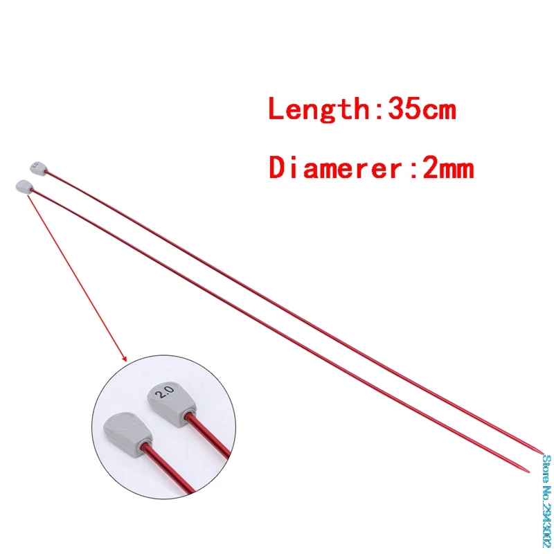 2 шт. 35 см один Poin спицы булавки прямые алюминиевые DIY инструмент для плетения - Цвет: Size 1