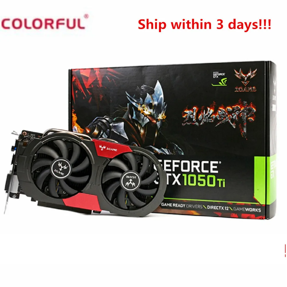 Оригинальные красочные iGame 1050Ti игровой Графика Card 4 ГБ 128bit DDR5 6Pin компьютерного
