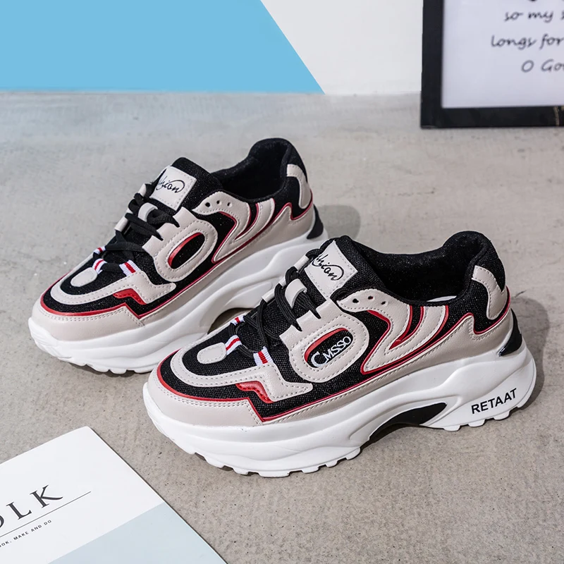 

2019 New Spring Chunky Sneakers Women Platform Sole Casual Dad Shoes Harajuku Clunky Sneskers Breathable Air Mesh Braised Shoes