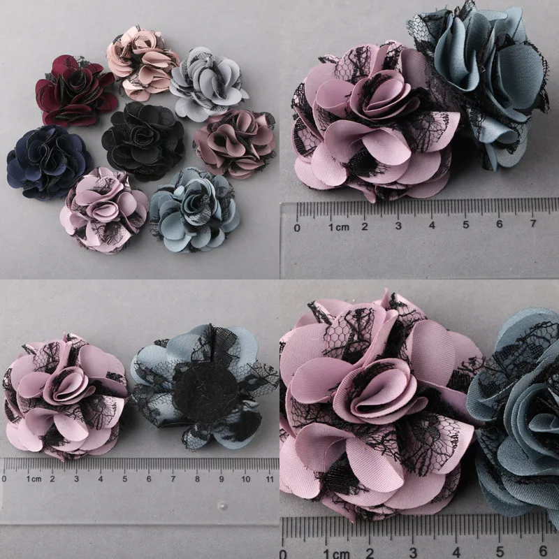 

10pcs/lot 8Colors Mini Satin Mesh Hair Flower For Kids Girls Hair Accessories Artificial Fabric Flowers For Headbands