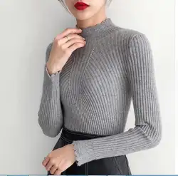 Джерси Mujer Invierno; коллекция 2018 года толстые Для женщин свитера и пуловеры водолазка с длинным рукавом выдалбливают сплошной Sueter тянуть