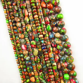 

Wholesale Natural Rainbow Rainbow Sea Sediment Jaspers & Pyrite different shapes Loose Bead 15.5inch