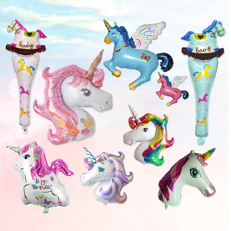 unicorn foil balloon and unicorn rainbow bunting birthday party decoration new