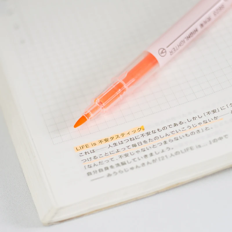 

Dual Head Writing 2 in 1 Highlighter Pen Mark Pen Japanese Stationery Cute Office School Supplies
