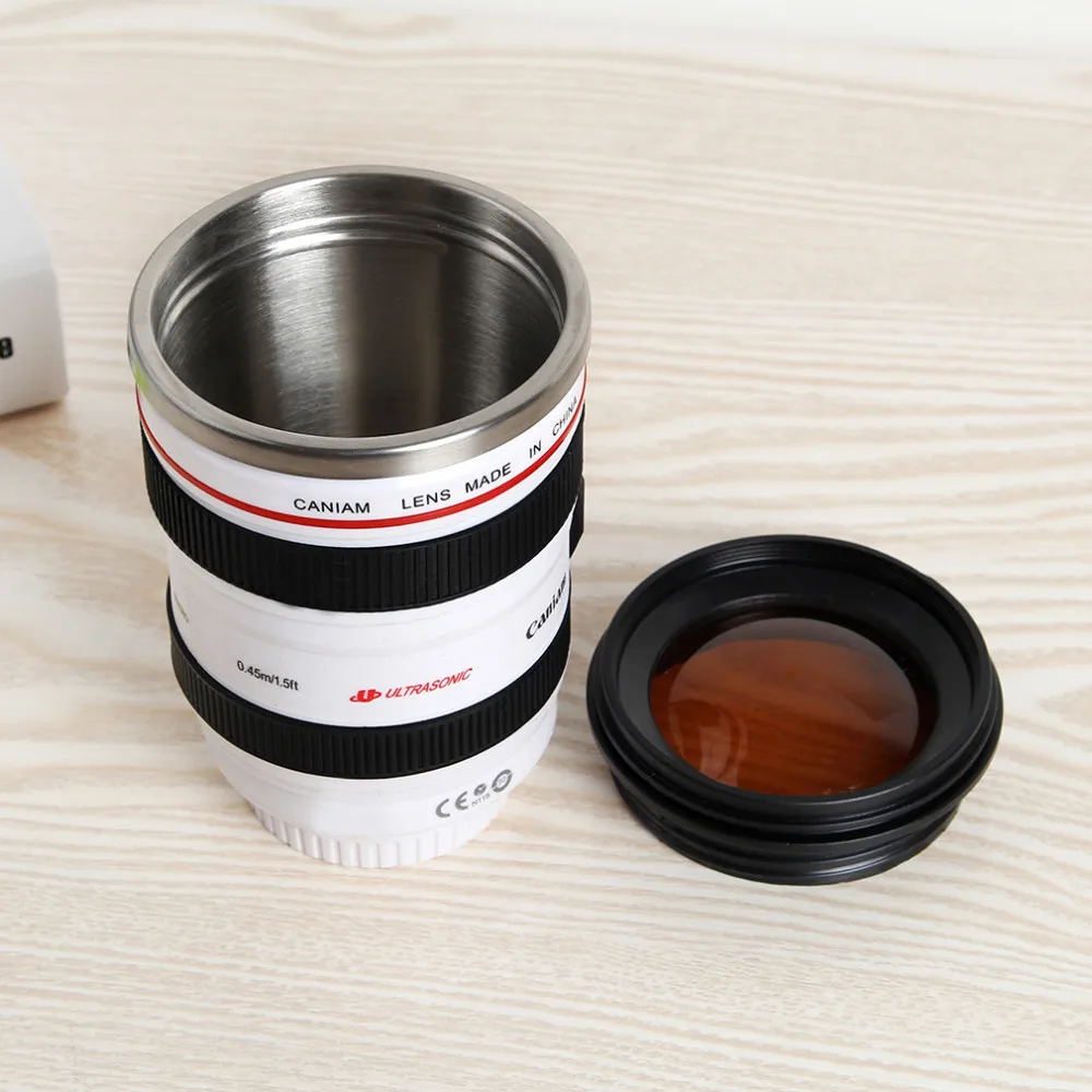 В форме линзы фотоаппарата чашка кофейная кружка-термос для чая вакуумные колбы из нержавеющей стали по всему миру магазин