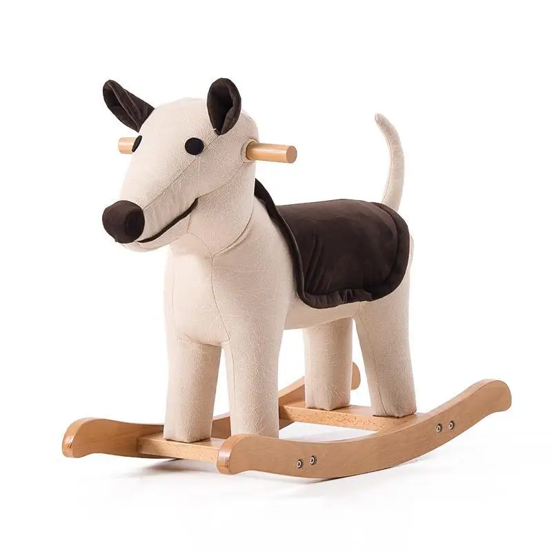 Детская лошадка-качалка, цельная деревянная табуретка для животных, детский мультяшный табурет для ног, игрушка, троянский милый стул-качалка, малая скамья - Цвет: 5