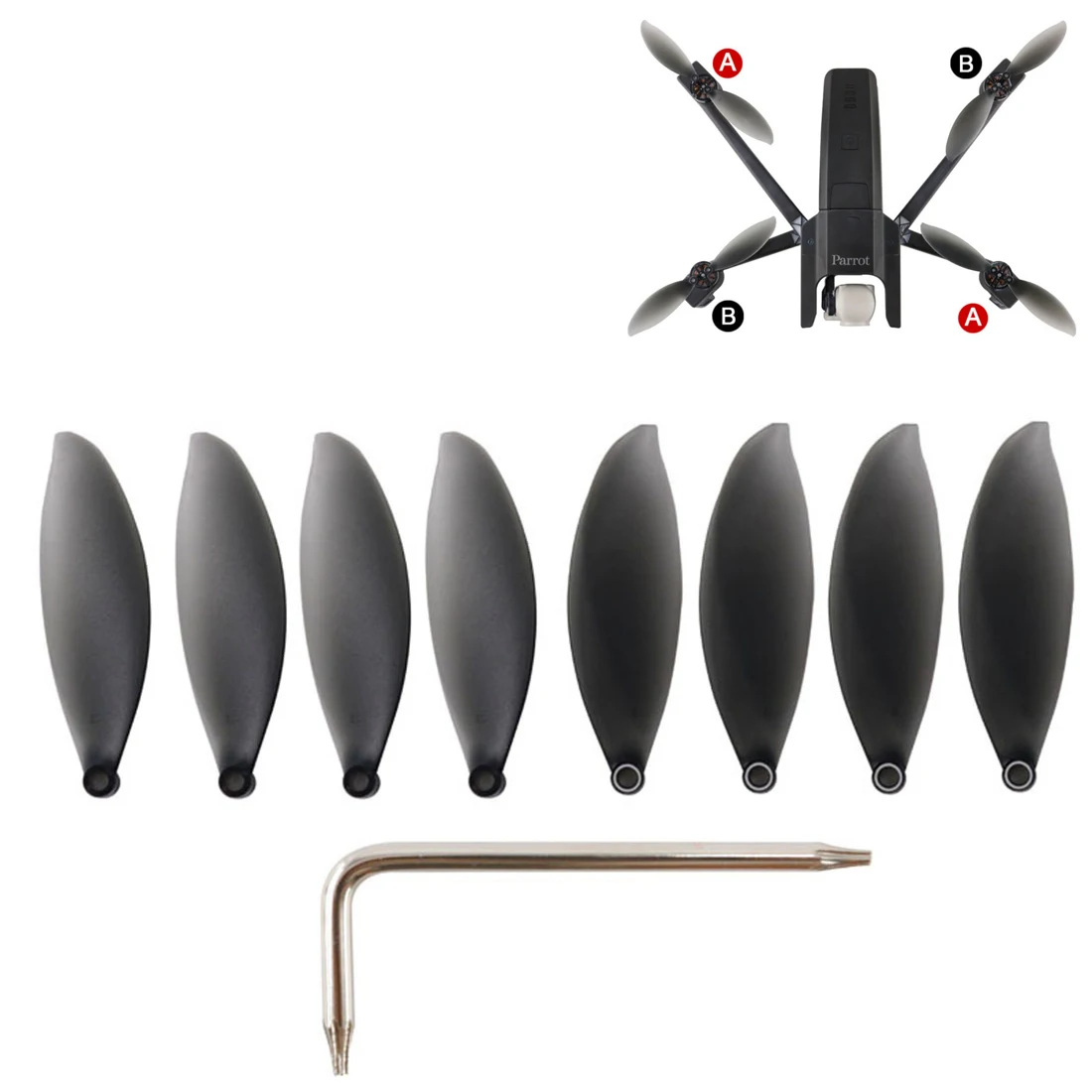 4 Propeller Blades+ 4Pcs Motor Protection Cover Dustproof and Anti-knock Cover for Parrot ANAFI Portable Foldable 4K Aerial