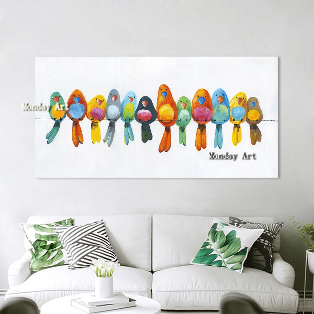 

Large Size Hand Painted parrots Animals Oil Painting on Canvas bird Wall Picture Poster artwork picture For Home Decor No Framed
