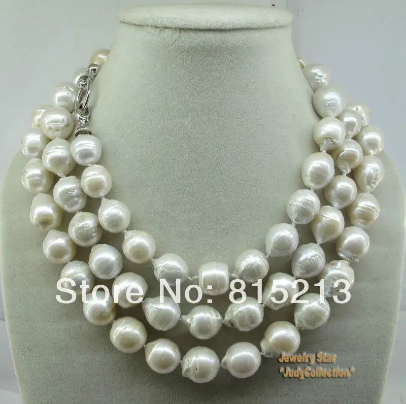 

ddh001264 14-15MM 50Inch Natural White Baroque Fresh Water Pearls Necklace