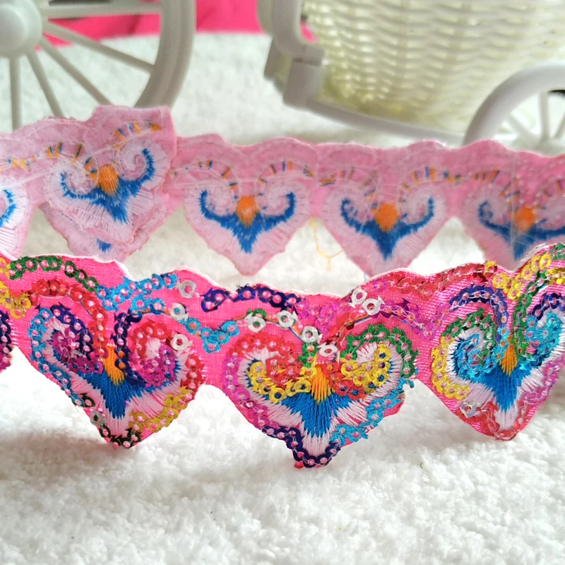 Colorful Embroidered Laces patches Strip Embroidered Stickers Hot