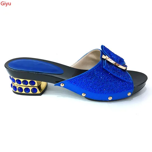 

doershow African blue Shoes Without Bag Matching Set Novelty Italian Shoes Nigerian Summer Sandals Shoes Good Quality!KI1-7