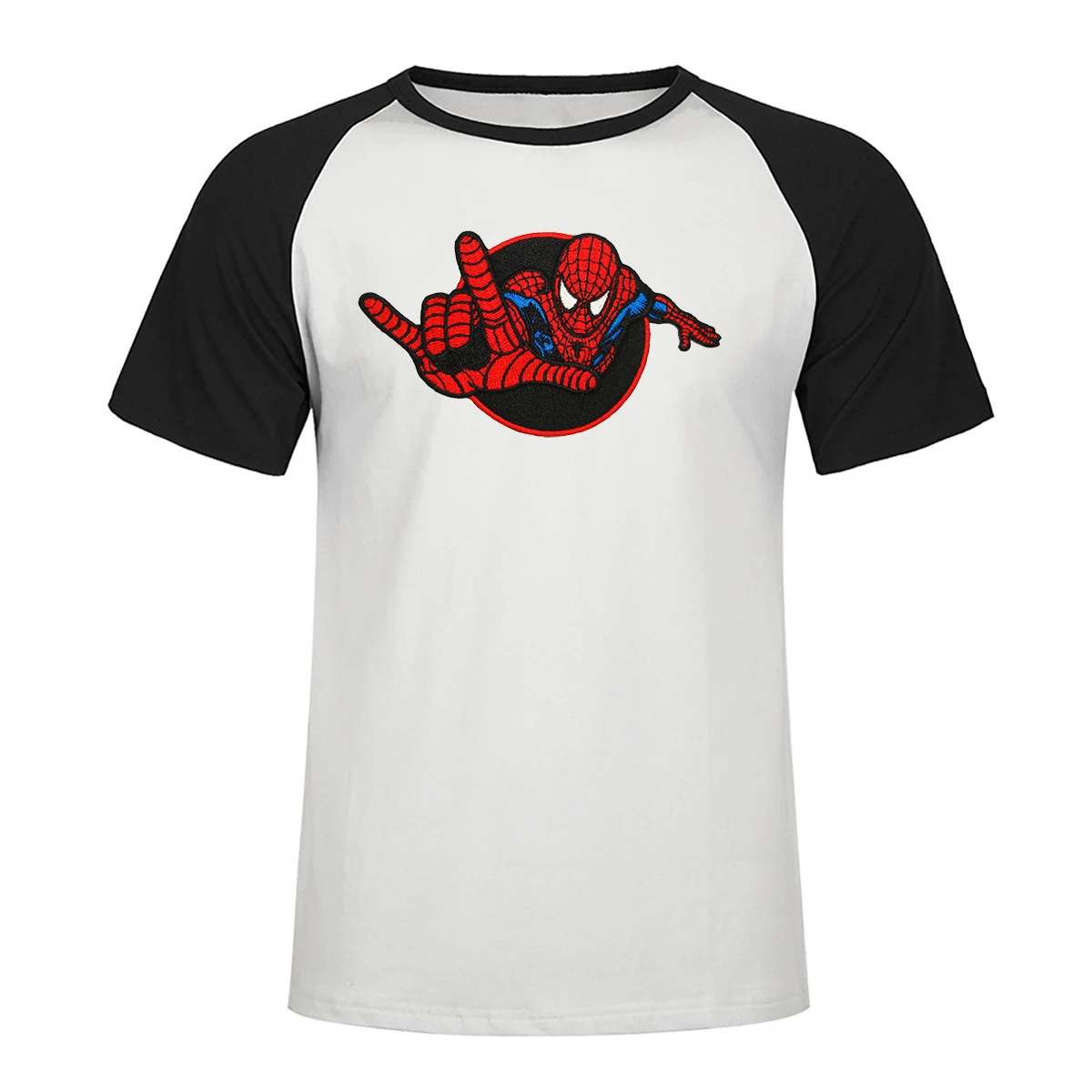 

The Amazing Spider-Man Logo T-Shirt Avengers Spiderman T Shirt Cotton Raglan Tee Shirt Graphic Short-Sleeve Male Funny Tshirt