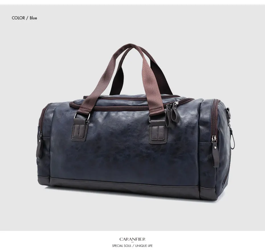 CARANFIER Мужская сумка из искусственной кожи, большая Вместительная дорожная сумка, многофункциональные сумки через плечо, мужские сумки на плечо, водонепроницаемые винтажные сумки