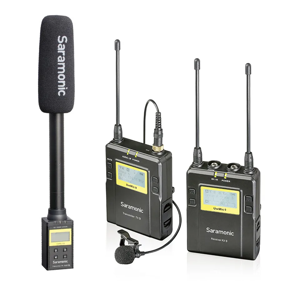 Saramonic UWMIC9 96-канальный UHF Камера Беспроводной петличный микрофон Системы Передатчики+ один приемник для DSLR камера видеокамера