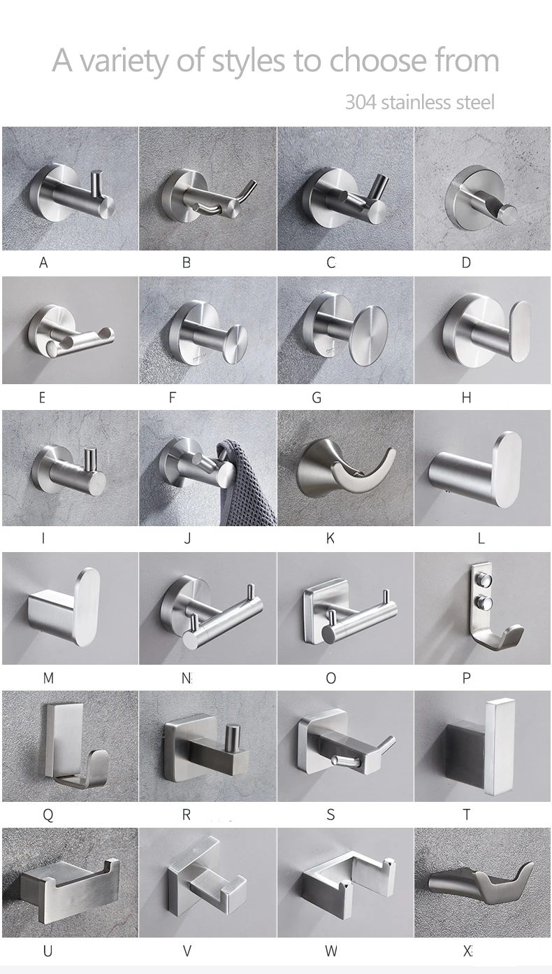 304 Матовый одинарный крючок для халата из нержавеющей стали, настенный крючок для полотенец, крючок для одежды, аксессуары для ванной комнаты