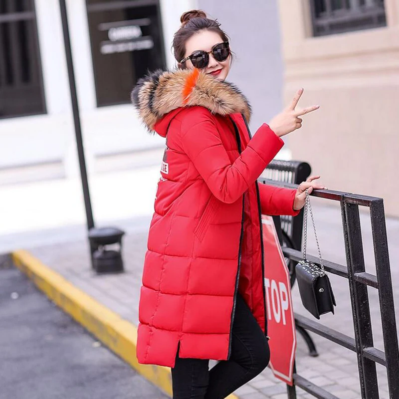 Fourrure Coton 2018 Beige rouge Capuchon noir Hiver caramel Col Long Taille Plus Outwear D'hiver Nouveaux Chaud Parkas Veste De Femmes jaune Épaisseur La Grand À Colour Manteau qqrw8fgE