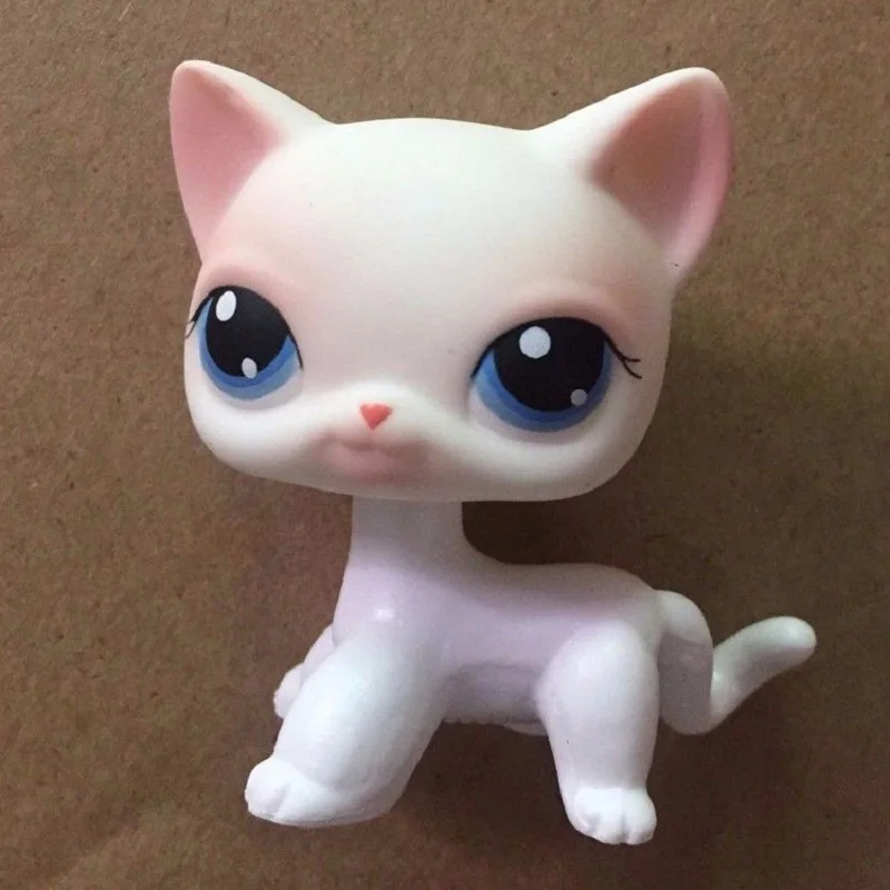 Lps настоящий редкий Pet Shop стоячий маленький кот собака Белый Розовый Блестящий котенок с голубыми глазами ПВХ Рождественский подарок игрушки