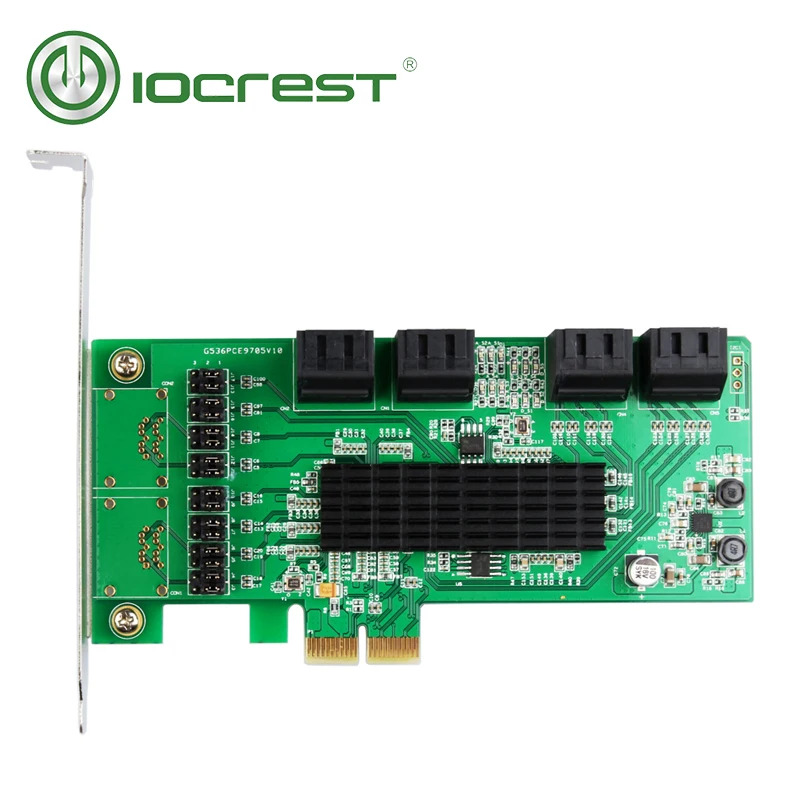 IOCREST SATA III 8 портов контроллер карты PCIe 2,0x2 sata 6g плата расширения с низкопрофильным кронштейном поддержка win10