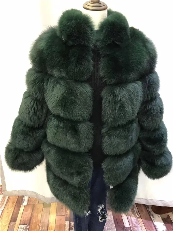 Пальто из натурального меха, зимняя куртка, одежда из натуральной лисы,, модная,, Полный Пелт, Женское пальто из натурального Лисьего меха, зимнее пальто для женщин - Цвет: Green