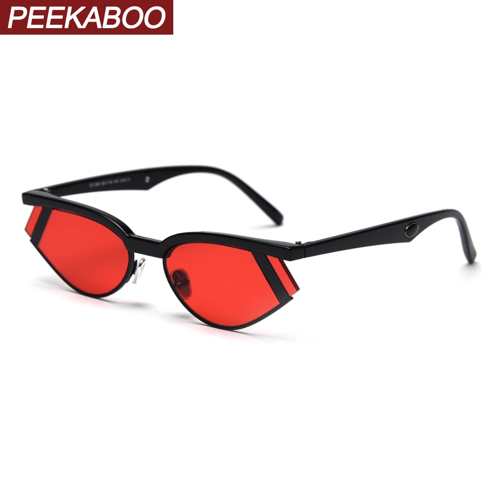 

Peekaboo retro cat eye sunglasses women half frame trendy vintage sun glasses men blue red summer eyewear uv400