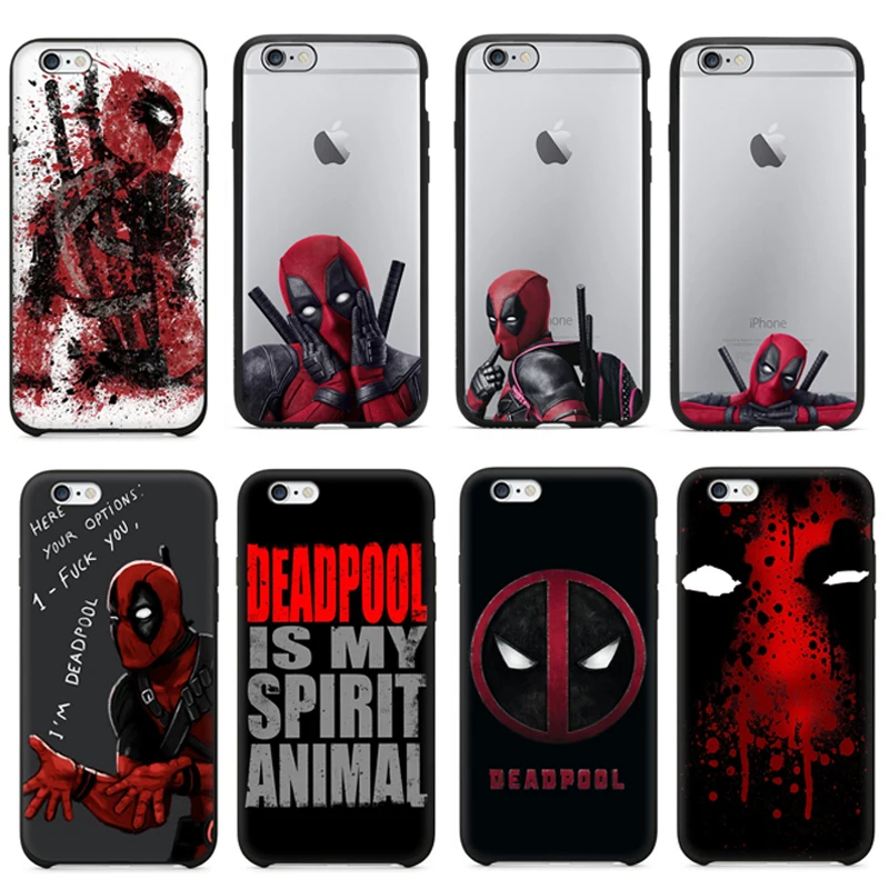 Hot Selling 3D Super Cool Marvel Hero Deadpool Coque Fundas Black Soft Silicone Case For iPhone 5 5S 6 6S 6Plus SE Cover Case