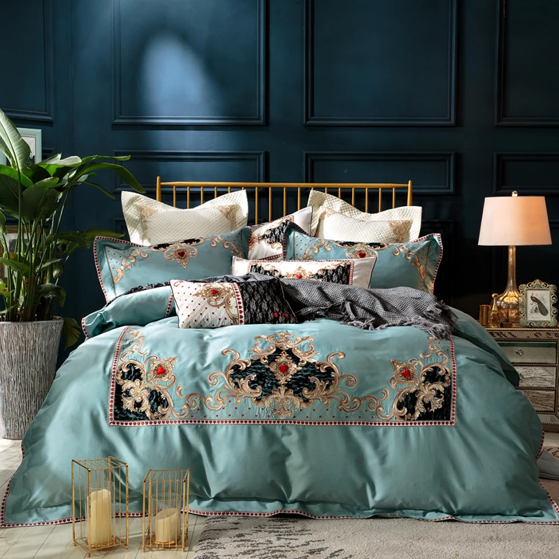 New arrivel Indian queen Bedding Set Embroidery Bedclothes 4/6pcs Duvet