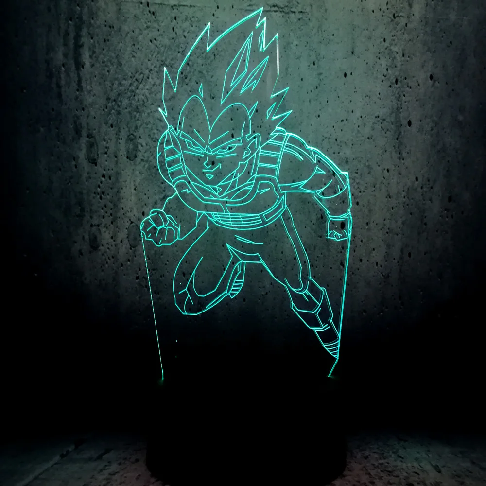 Креативный 7 Dragon Ball Super Saiyan Vegeta 3D лампа Эволюция многоцветный градиент