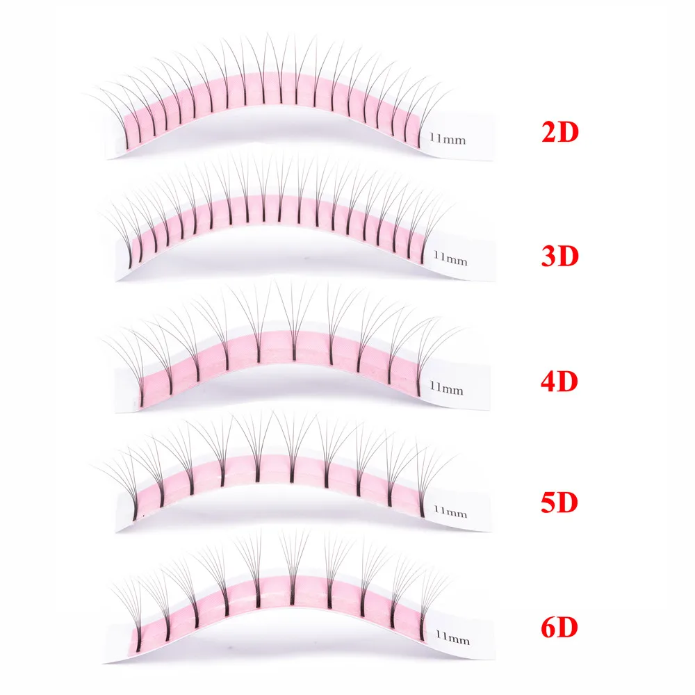 Готовые объемные вееры GLAMLASH 2D 6D накладные ресницы с длинным стержнем корейские