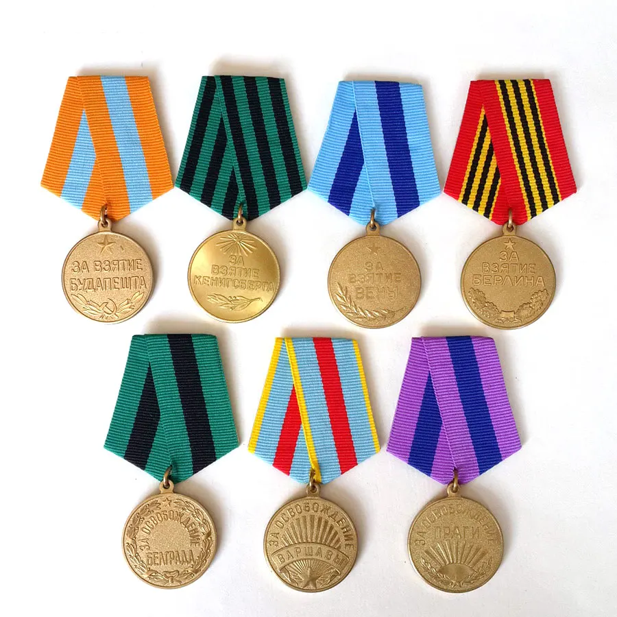 

7pcs Set CCCP Medal USSR Badge Red Army City Attack Battle Soviet Capture Liberation Series Military WW II