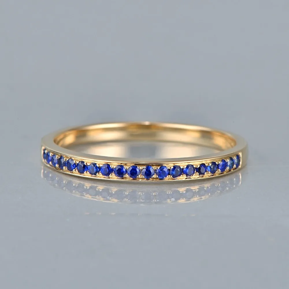 Caimao ювелирные изделия 0.22ct натуральные сапфиры 14 к желтое золото Половина Вечность помолвка обручальное кольцо