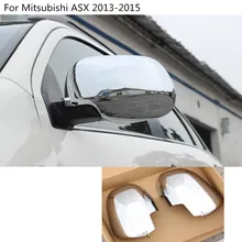 Car styling ABS chrome back rear view Rearview Side Door Mirror Cover stick trim frame 2pcs For Mitsubishi ASX 2013 2014 2015