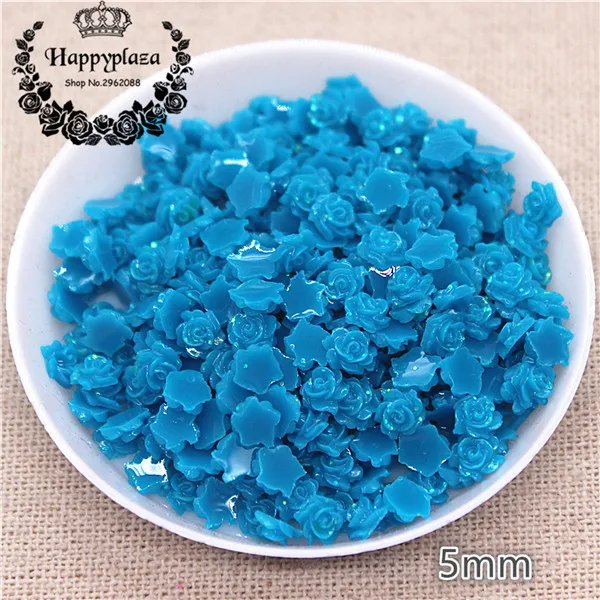 peacock blue 500pcs 500 шт 5 мм красный/розовый/белый/фиолетовый/синий полимерный Блестящий маленький цветок плоский с оборота Кабошон DIY Ювелирные изделия/ремесло/украшение ногтей - Цвет: peacock blue 500pcs