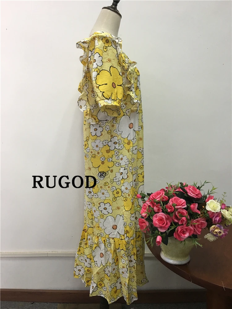 RUGOD элегантное женское платье с цветочным принтом Модное Длинное Платье макси с квадратным воротником женские корейские повседневные свободные платья vestidos