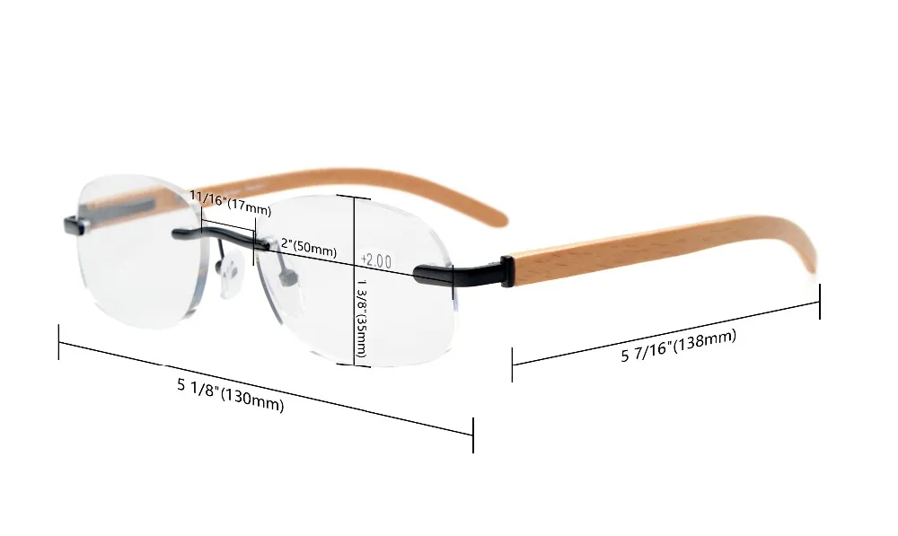 CG1632 окуляры янтарные тонированные линзы для мужчин и женщин Пружинные шарниры деревянная дужка без оправы очки для работы на компьютере