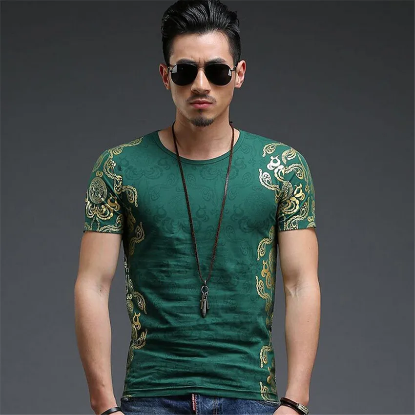 2015 Hot stamping fashion Spring Summer Men's T shirt men short sleeve ...