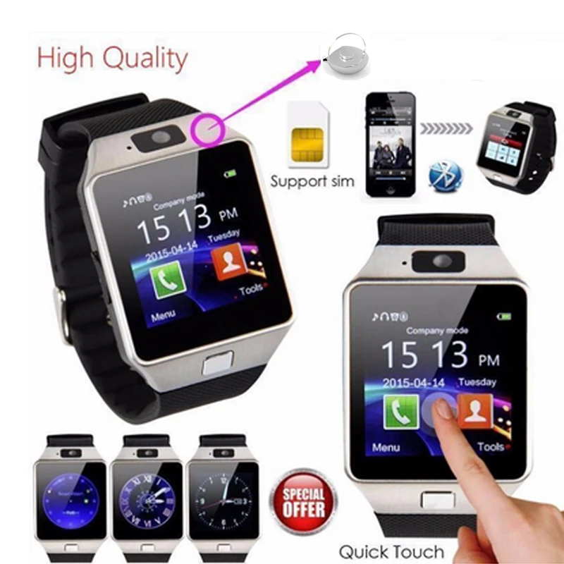 

DZ09 Smart Watchs Square Support SIM &TF Card With Whatsapp And Facebook Men Women Business Smartwatch For Android Phone