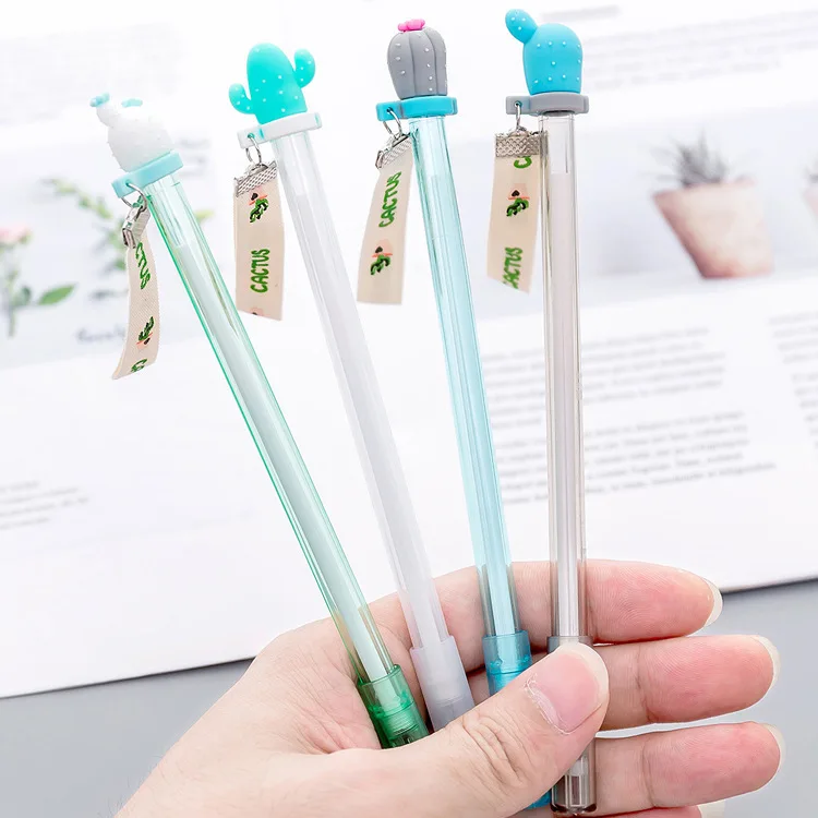 

Cactus Ribbon Gel Pen for writing Cute rabbit 0.38 mm black ink neutral pen school supplies Kids Stationery Gift