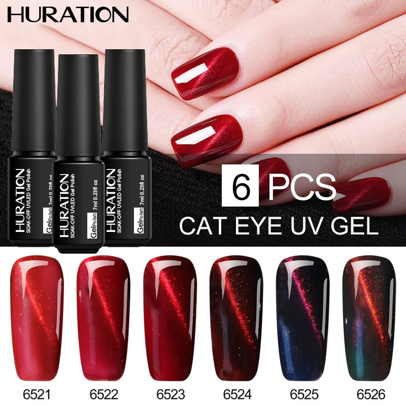 Huration Red 3D кошачьи глаза магнитный эффект набор гель лак для ногтей Полупостоянный