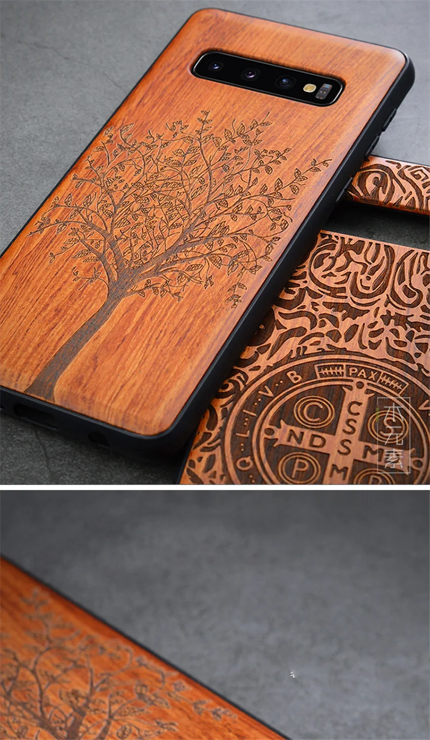 New Phone Case for Samsung s10 Samsung s10 plus Wood Back TPU Bumper Case For Samsung Galaxy s10 Phone Cover (4)