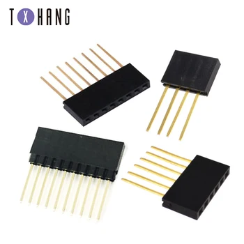 

10PCS 4/6/8/10 Pin Header 2.54mm Pitch 4/6/8/10 Long Pin Single Stackable Shield Single Female