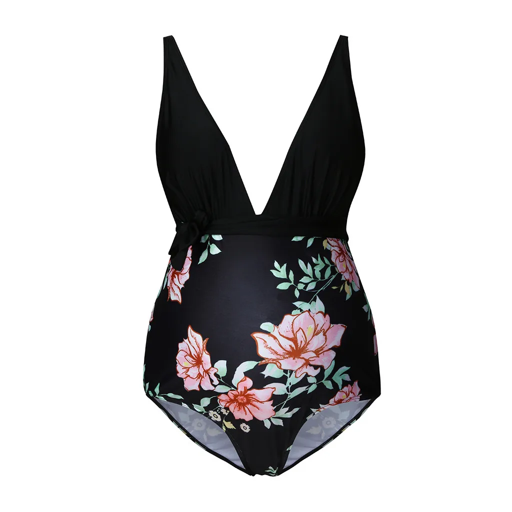 Swimsuit Pregnant Sexy Maternity Tankinis Women Floral Print Bikinis Swimsuit Splicing Pregnant Suit Embarazo Mothers Clothes