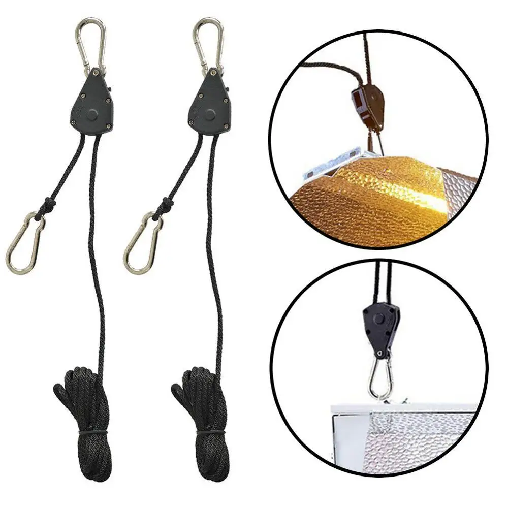 

2PCS/1 pair 1/8" Rope Ratchet Hanger For LED Grow Light Fan Carbon Filter Hydroponic