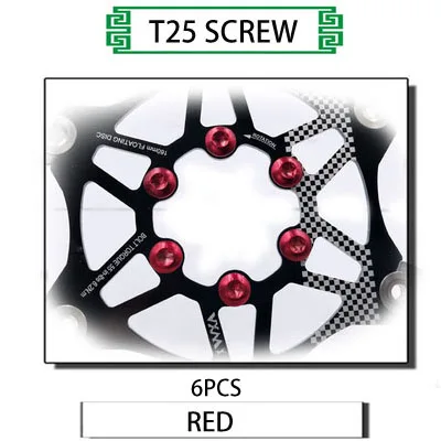 VXM велосипедный тормоз 160 мм/180 мм/203 мм Дисковый Тормоз MTB DH дисковые роторы гидрические тормозные колодки поплавок многоцветный ТОРМОЗНЫЕ КОЛОДКИ ЗАПЧАСТИ для велосипеда - Цвет: T25 Screw Red