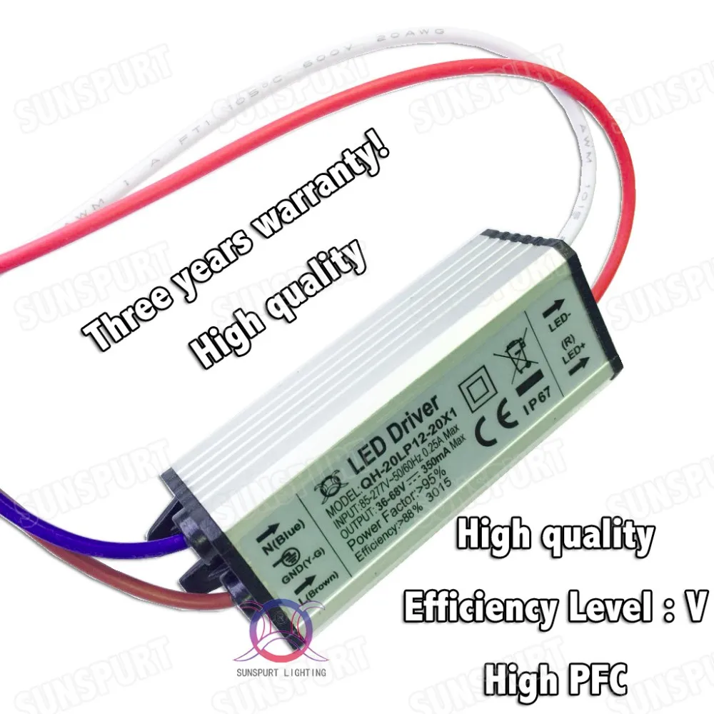 3 шт. Водонепроницаемый 20 Вт AC85-277V Светодиодный драйвер 12-20x1w 300ma dc36-68v Светодиодный источник питания constantcurrent для ceilinglamp бесплатная доставка