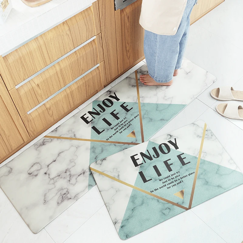 Nordic Style Slip-resistant Water Absorption Mat Household PVC leather mat Marbled kitchen strip Living Room Floor Mats D-43 Nordic Style Slip-resistant Water Absorption Mat Household PVC leather mat Marbled kitchen strip Living Room Floor Mats D-43