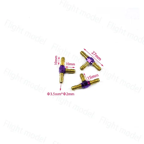 1 Piece Metal 3 Way T Shape Tee Joint Fuel Hose Valve Y Joiner For Nitro Glow Gas 3mm RC Car Airplane Parts title=