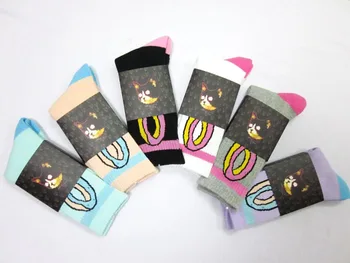 

Retail cotton Fashion cat odd future ofwgkta donut thicken bottom hiphop men Walking Socks 2pair/lot