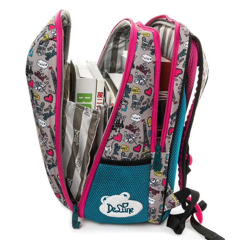 

Delune Multi-layer School Bags For Girls Boys Cartoon Backpacks Children Orthopedic Backpack Bear Pattern Book Mochila Infantil