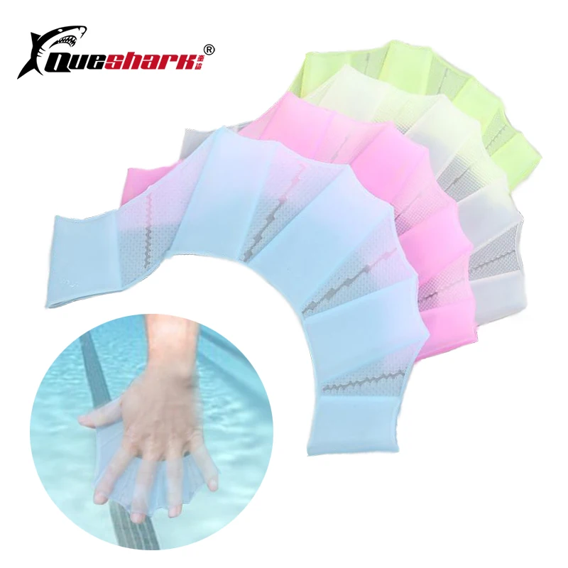 Silicone Hand Swimming Fins Flippers Swim Palm Finger bed Gloves